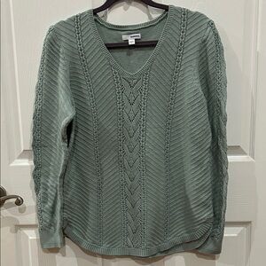 Sonoma Women's V-Neck Cable Knit Sweater Large L